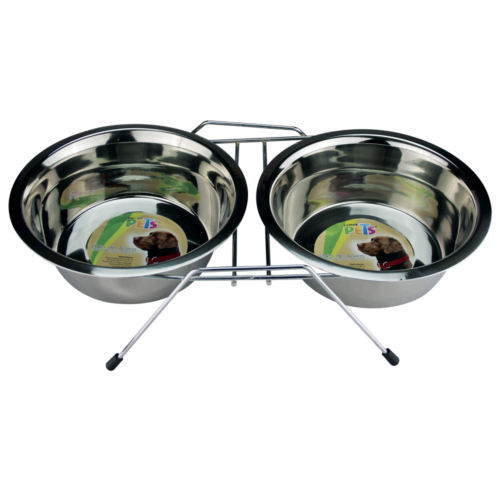 Fancy Pets - Comedero para Perros Doble de Acero Inoxidable 568 ml