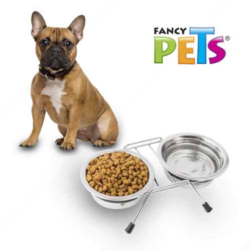 Fancy Pets - Comedero para Perros Doble de Acero Inoxidable 568 ml