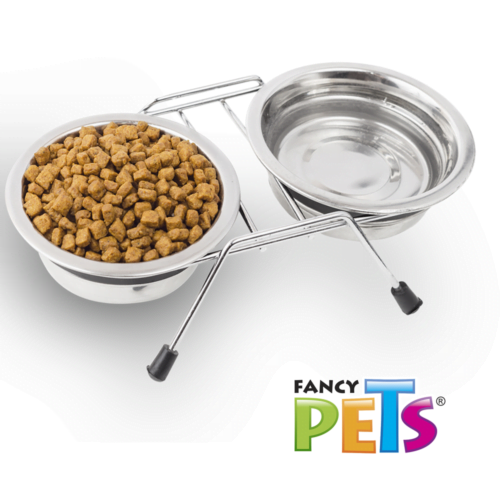 Fancy Pets - Comedero para Perros Doble de Acero Inoxidable 568 ml