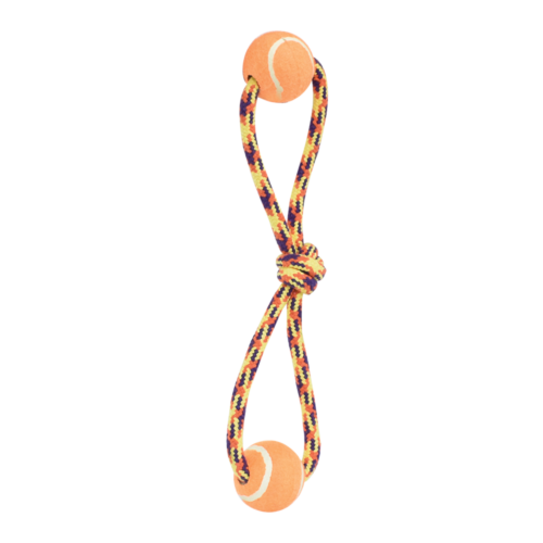 Fancy pets - Juguete para Perro Cuerda Jaladera con Nudo y Doble Pelota Pal Thread