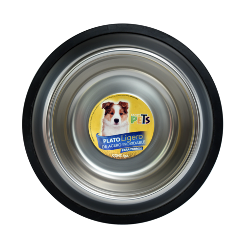 Fancy Pets - Plato para Perro Ligero de Acero Inoxidable 16 oz