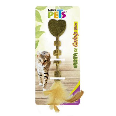 juguete catnip para gato Varita Corazón con Pluma, Las paletas de catnip son uno de los juguetes naturales para gatos más exclusivos que puedes ofrecerle