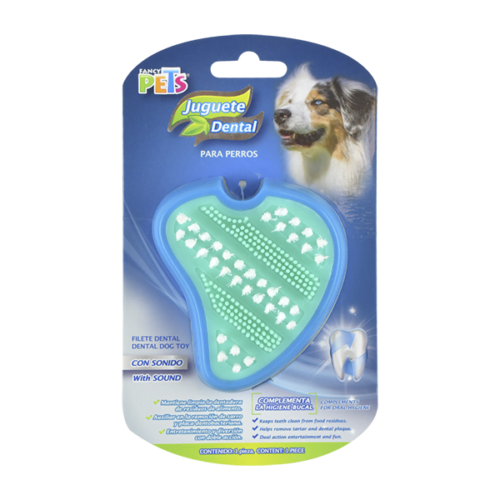 Fancy Pets - Juguete Dental para Perro Filete con Cerdas para el Cuidado de sus Dientes