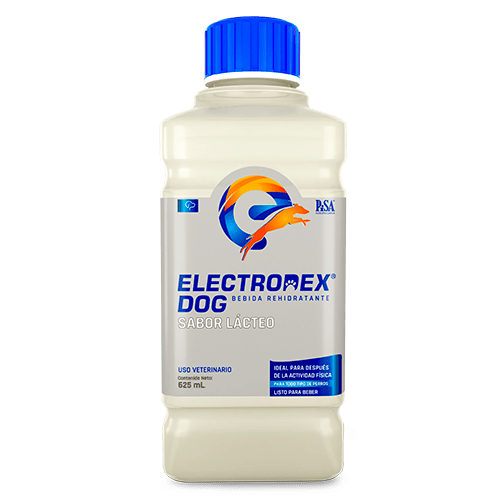 Bebida rehidratante para perro adultos y cachorros, sabor lácteo ELECTRODEX DOG es una bebida rehidratante para perros adultos y cachorros