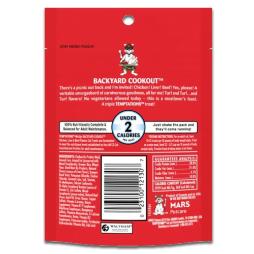 Premios para Gatos - Temptations Mix Up Snacks Sabor Pollo, Hígado Y Carne