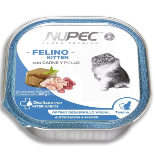  Alimento húmedo para gatos Felino Kitten de todas las razas sabor pollo con carne, contiene 4 latas para saciar a tu felino