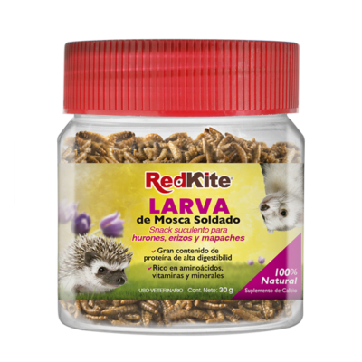 Alimento para Hurón y Erizos. La Larva de Mosca Soldado Seca de Redkite es un snack para erizos, hurones y mapaches con múltiples beneficios.