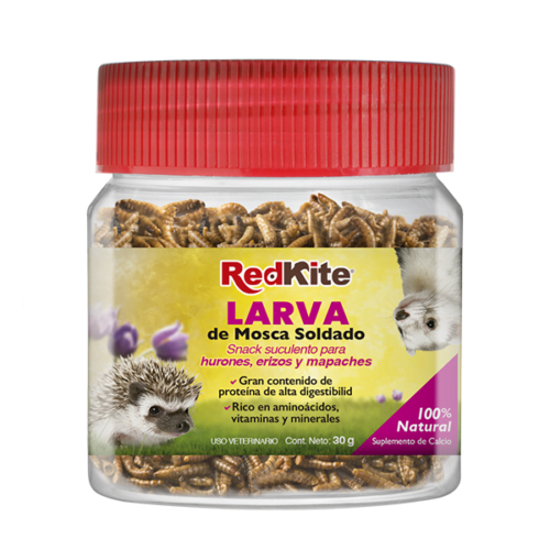 Alimento para Hurón y Erizos. La Larva de Mosca Soldado Seca de Redkite es un snack para erizos, hurones y mapaches con múltiples beneficios.