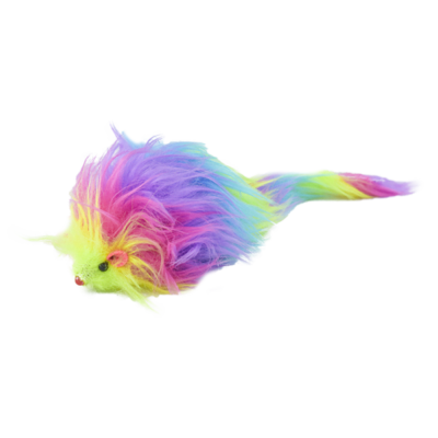 Juguete para gato de peluche color arcoíris diseñado para saciar el instinto cazador de tu gato, que como depredador se encuentra siempre al acecho