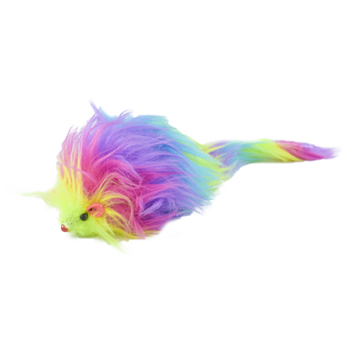 Juguete para gato de peluche color arcoíris Juguete para gato de peluche color arcoíris diseñado para saciar el instinto cazador de tu gato, que como depredador se encuentra siempre al acecho