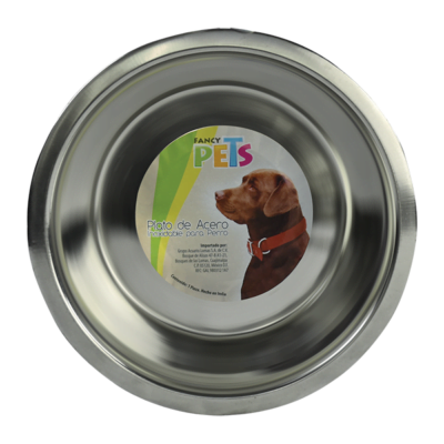 Fancy Pets - Plato de Acero Inoxidable para Perros con Base Anti-derrapante 64oz