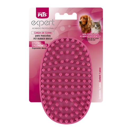 Carda para perros Carda de Goma para Perros, removedor de pelo de la línea expert es una herramienta efectiva para remover el pelo suelto de mascotas con manto corto.