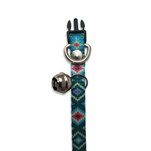 Collar para Gato con Cascabel Color Azul con Rombos de Colores