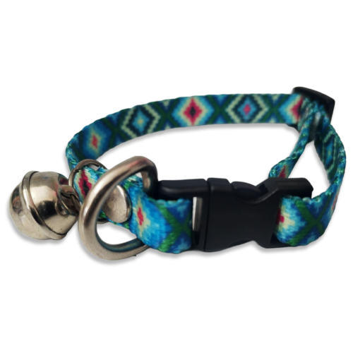 Collar ch color azul claro con bordeado de colores 28cm largo 1cm ancho