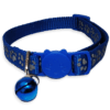Collar para gato con cascabel Azul con Huelitas Reflejantes 30cm largo 1 cm ancho ajustable