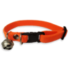 Collar para gato con cascabel color naranja, fabricado con tela stretch para brindar seguridad y comodidad a tu mascota, al momento de su exploración, cuenta con cascabel y reflejantes para mejorar la ubicación de tu gato en casa.