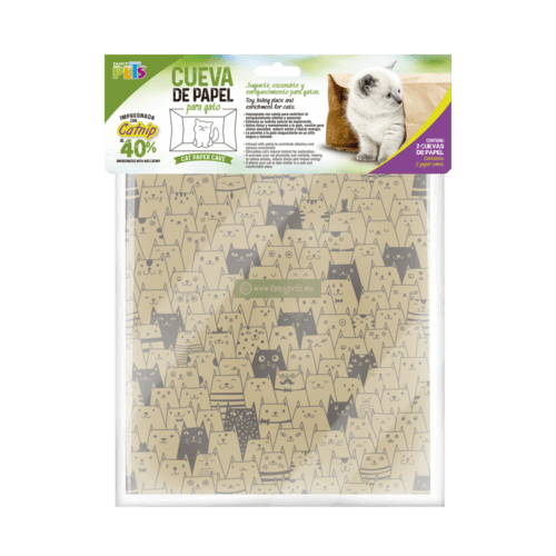 Bolsa papel con catnip para gato, Cueva de juguete sirve escondite y enriquecimiento para tu compañero felino, la bolsa está impregnada con catnip para contribuir al enriquecimiento olfativo y sensorial de tu gato.